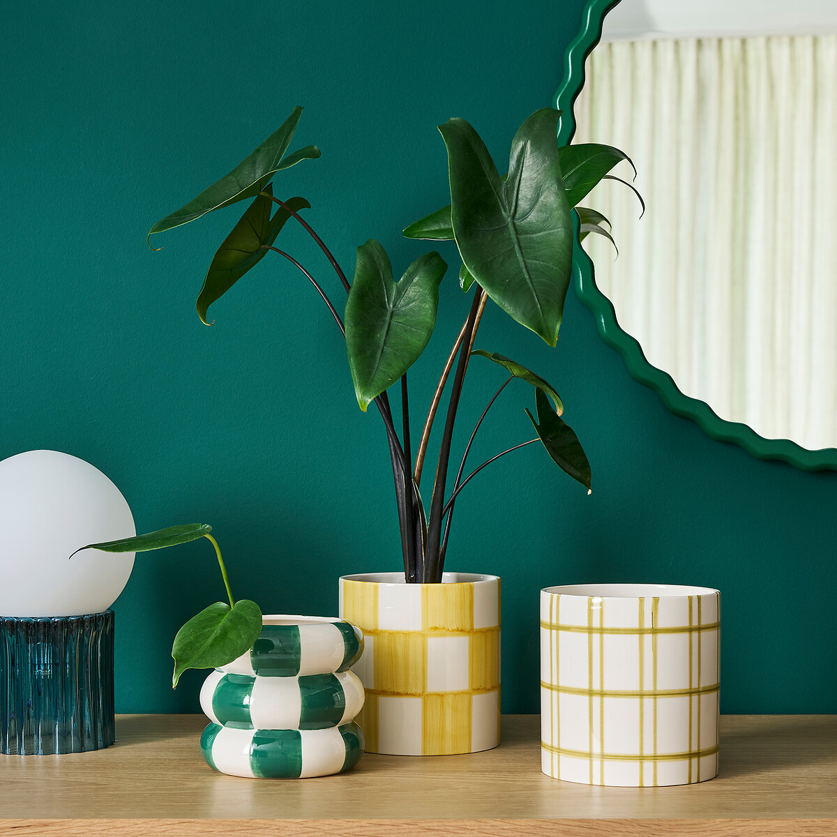 LA REDOUTE INTERIEURS<br>Vaso de cerâmica xadrez Ø14cm, Ario