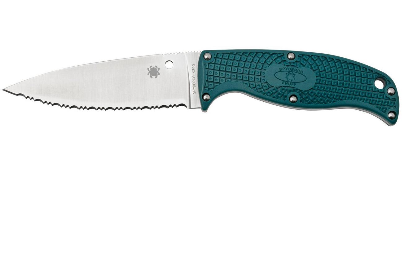 Spyderco Enuff 2 FB31SBL2K390 K390, Blue FRN, serrated vaststaand mes