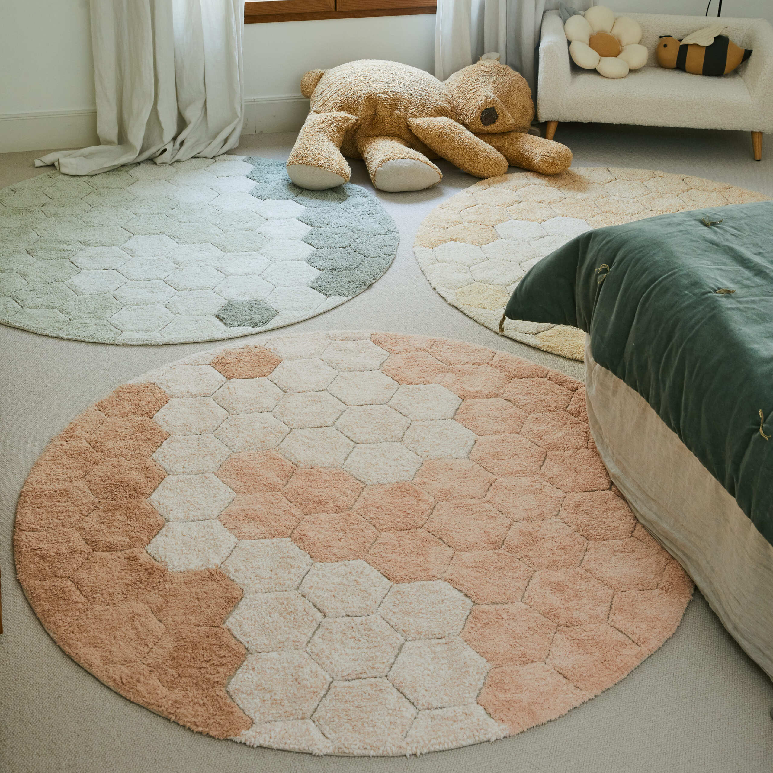 RAYON DE MIEL - Tapis en coton lavable | Bleu