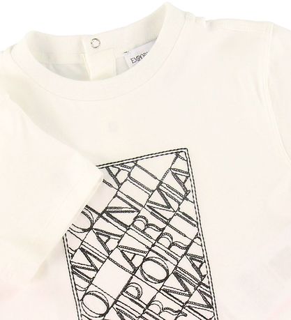 Emporio Armani T-Shirt - Weiß m. Strickerei