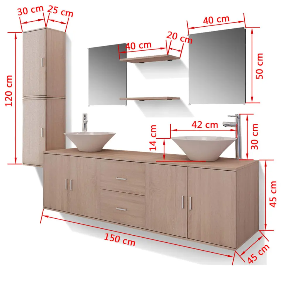vidaXL - Badkamer Meubel - Beige - Bewerkt hout