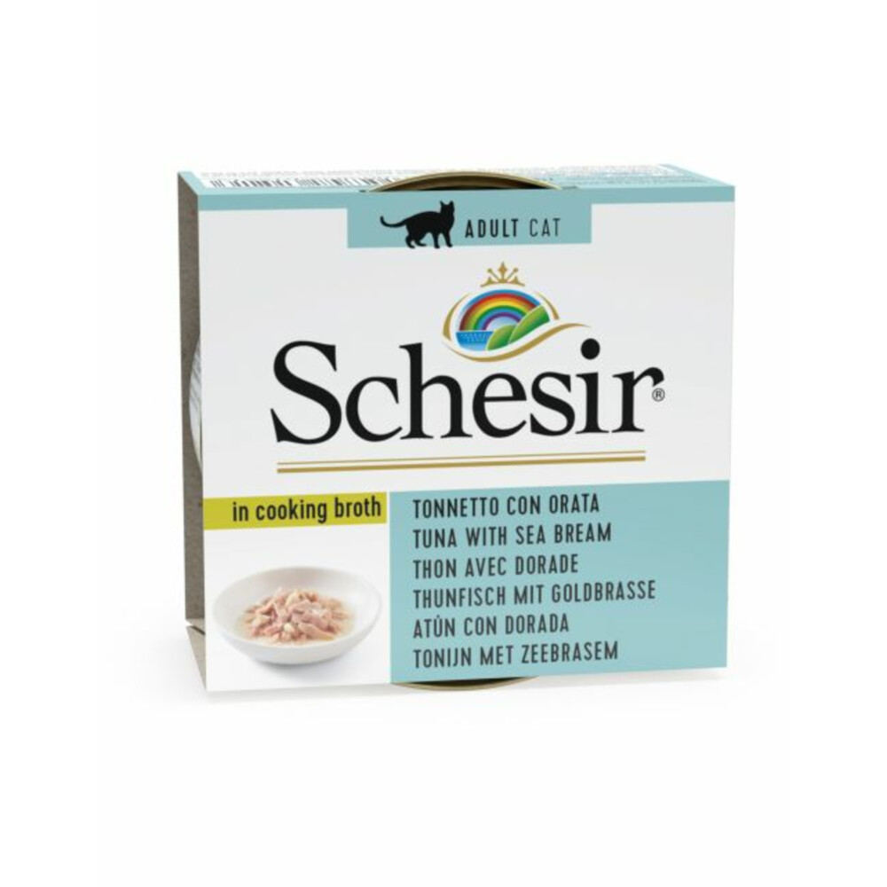 14x Schesir Kattenvoer Gekookte Tonijn en Zeebrasem70 gr