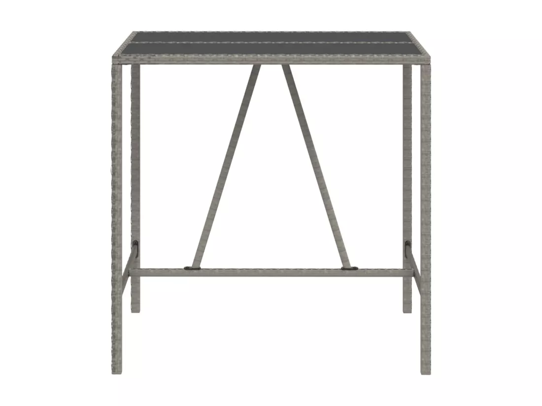 Prolenta Premium - Table de bar et dessus en verre gris 110x70x110 cm poly rotin