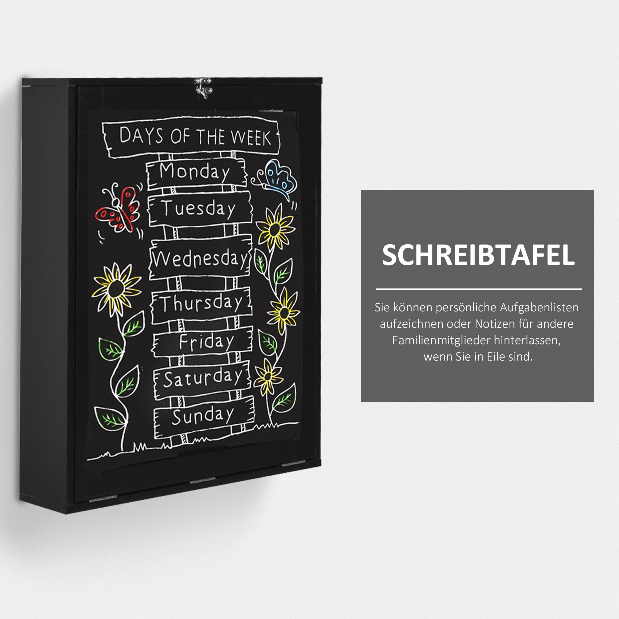 HOMCOM Schreibtisch Mit Tafel schwarz 94,5L x 60B x 147H cm