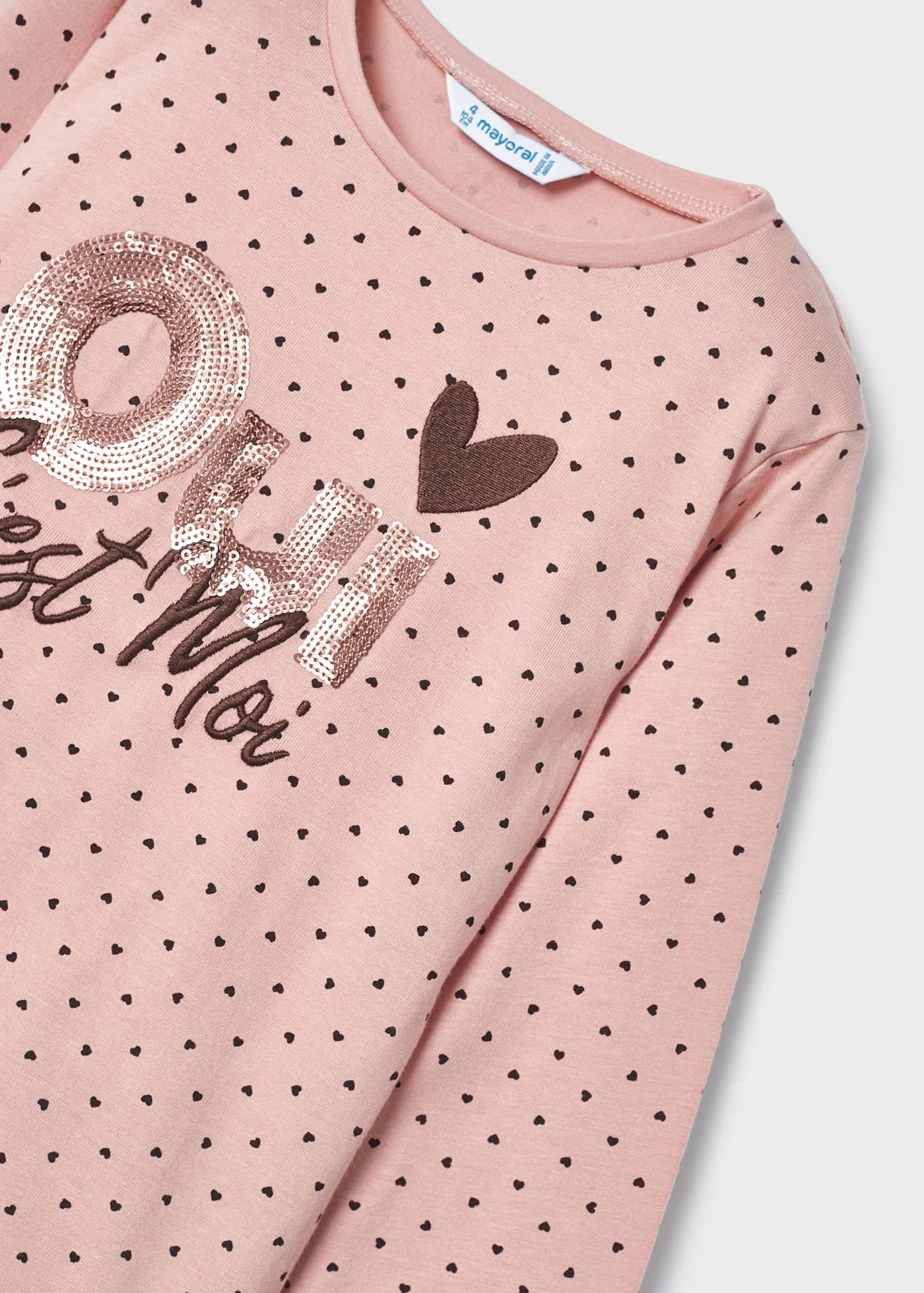 Camiseta de algodão com lantejoulas para meninas
