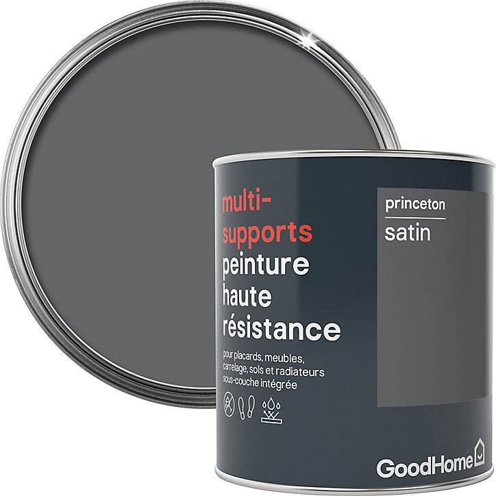 Peinture haute résistance multi-supports GoodHome gris Princeton satin 0,75L