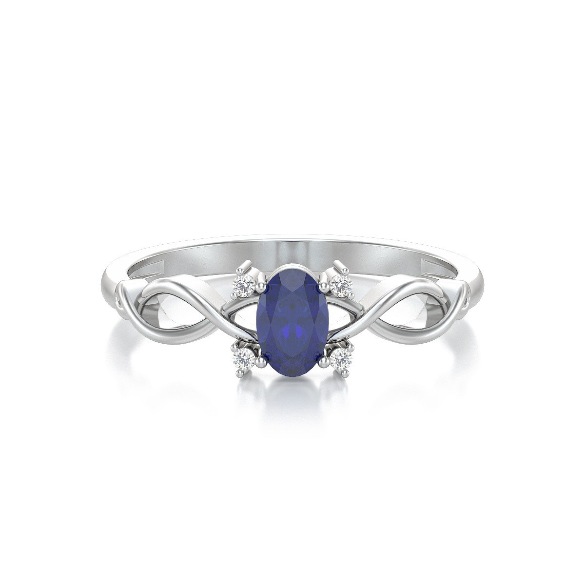 Bague Saphir et diamants sur Argent 925 1.85grs