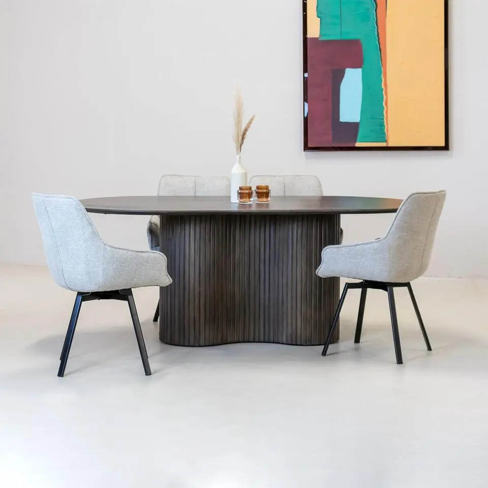 Eettafel Ovaal 200cm - Bruin - Hout - Eettafel Ava