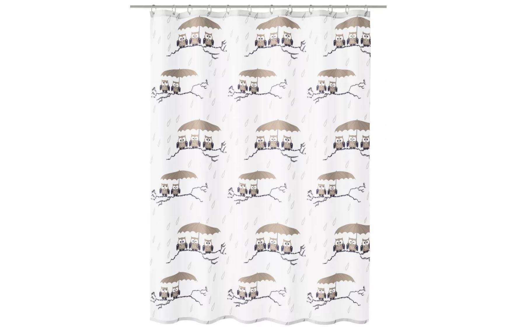 Duschvorhang Eulen 120 x 200 cm , Braun/WeissDuschvorhang aus Polyester