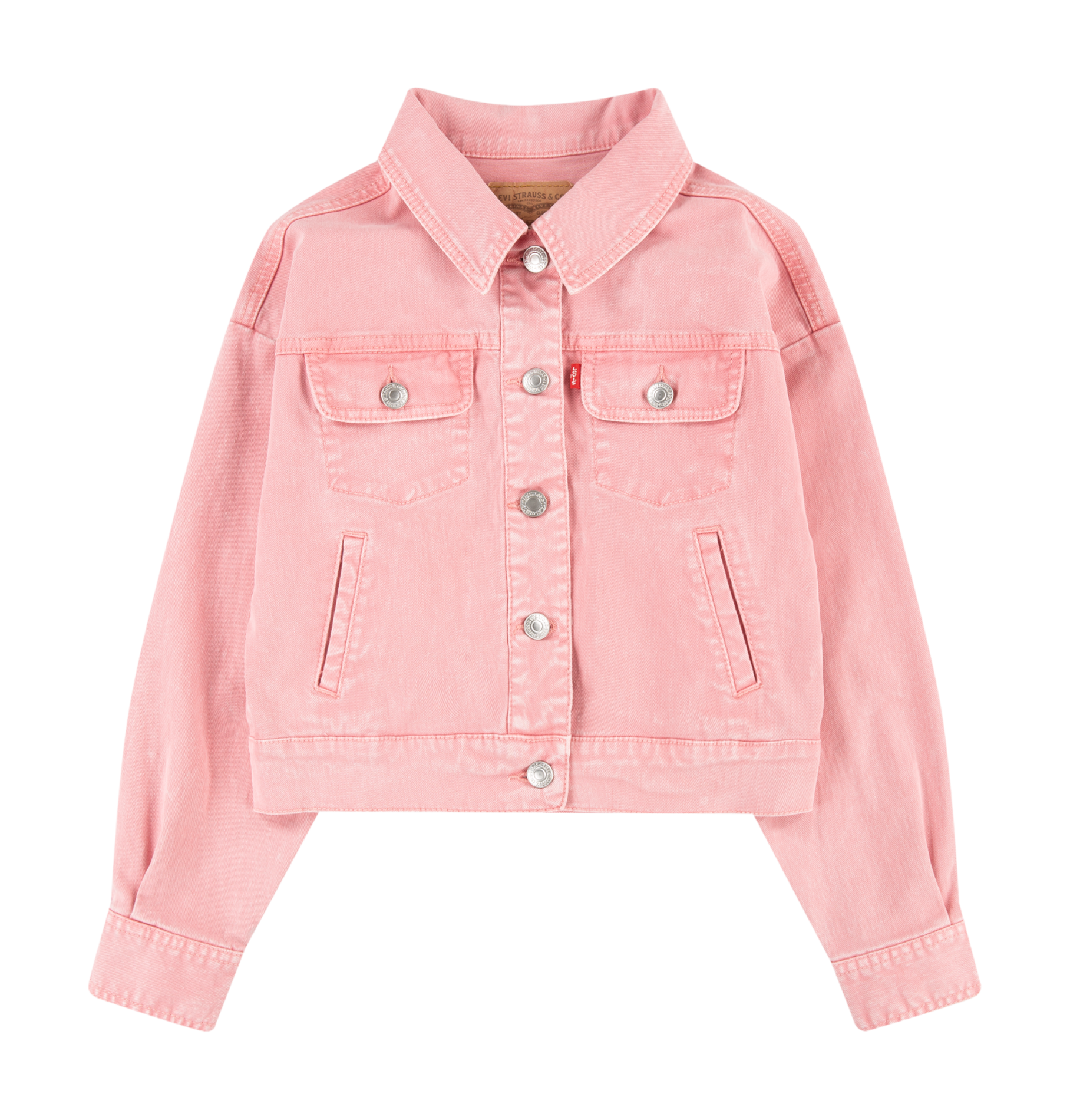 Veste courte en denim de coton mélangé | Rose