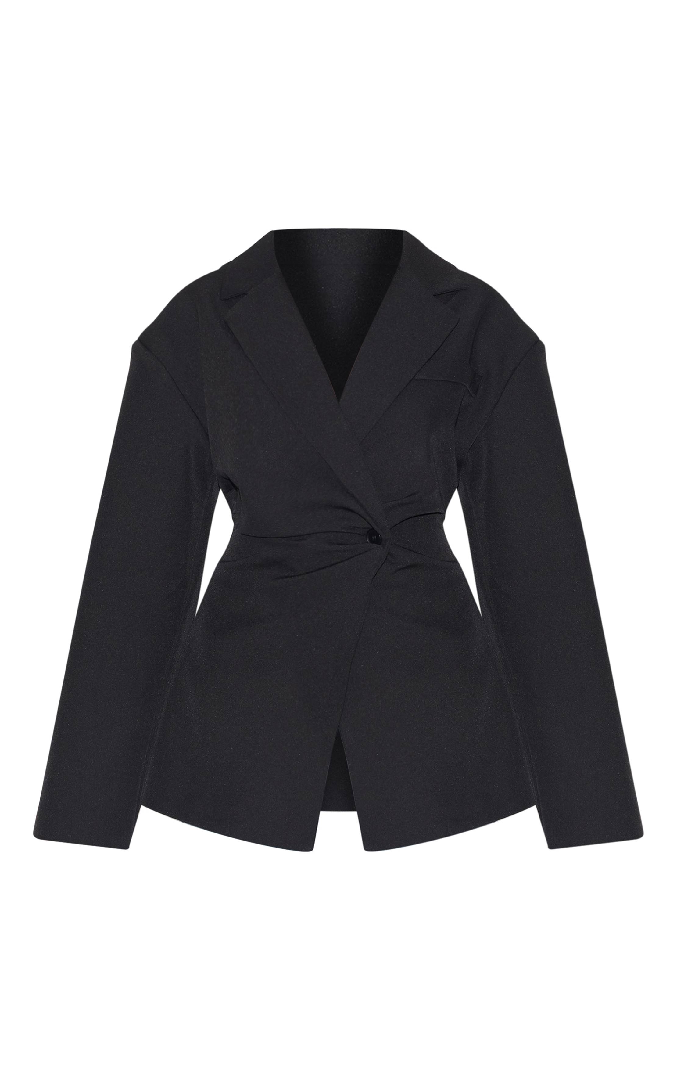 Noir Blazer Cintré À Taille Ajustée