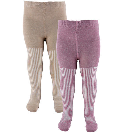 Minymo Strumpfhosen - 2er-Pack - Dunkelbraun Orchid m. Glitzer