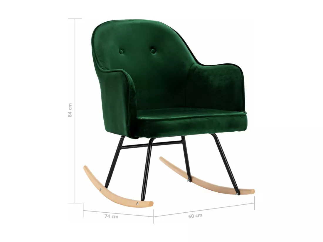 Chaise à bascule Vert foncé Velours