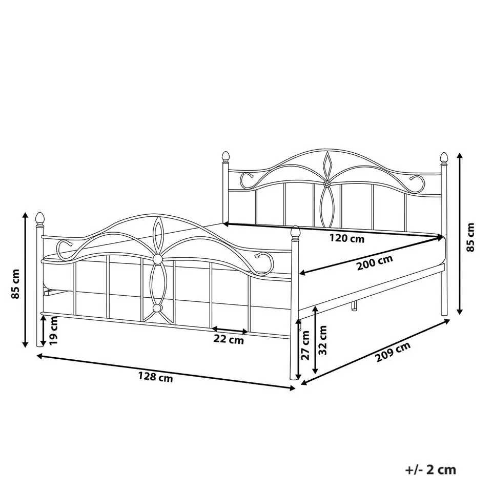 ANTLIA - Tweepersoonsbed - Zwart - 120 x 200 cm - Metaal