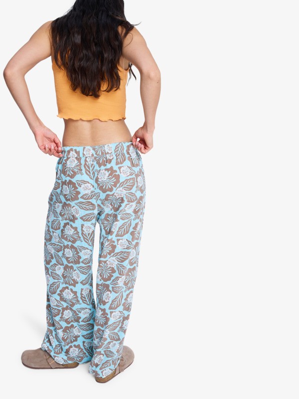 Midnight Avenue Slub Printed Pantalon taille élastique Marron Femme