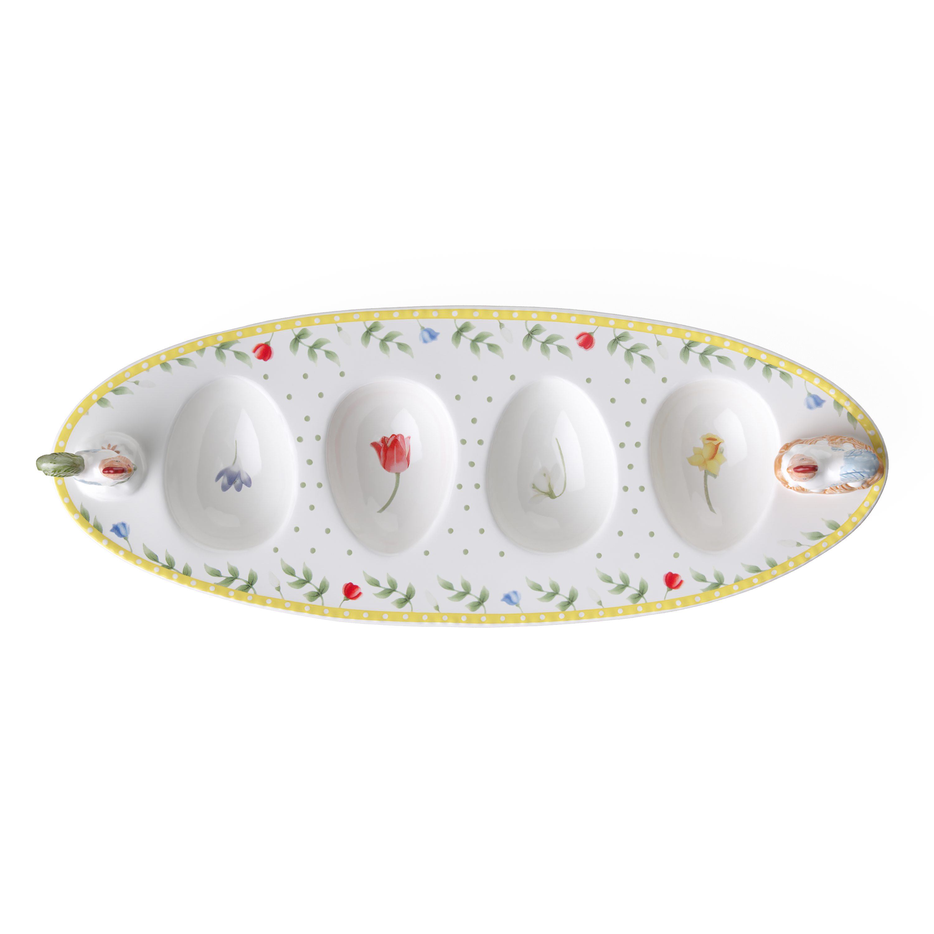 Spring Awakening Egg cup plate Yellow, Premium Porcelain