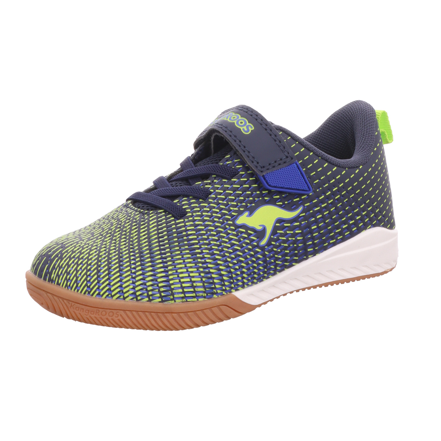 KangaROOS Kinder-Sportschuh-Indoorschuh-Hallenschuh K5-Hover EV Blau-Gelb-Weiß