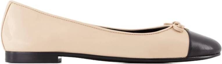 TORY BURCH Ginger Shortbread Bow Cap-Toe Ballets Black Dames