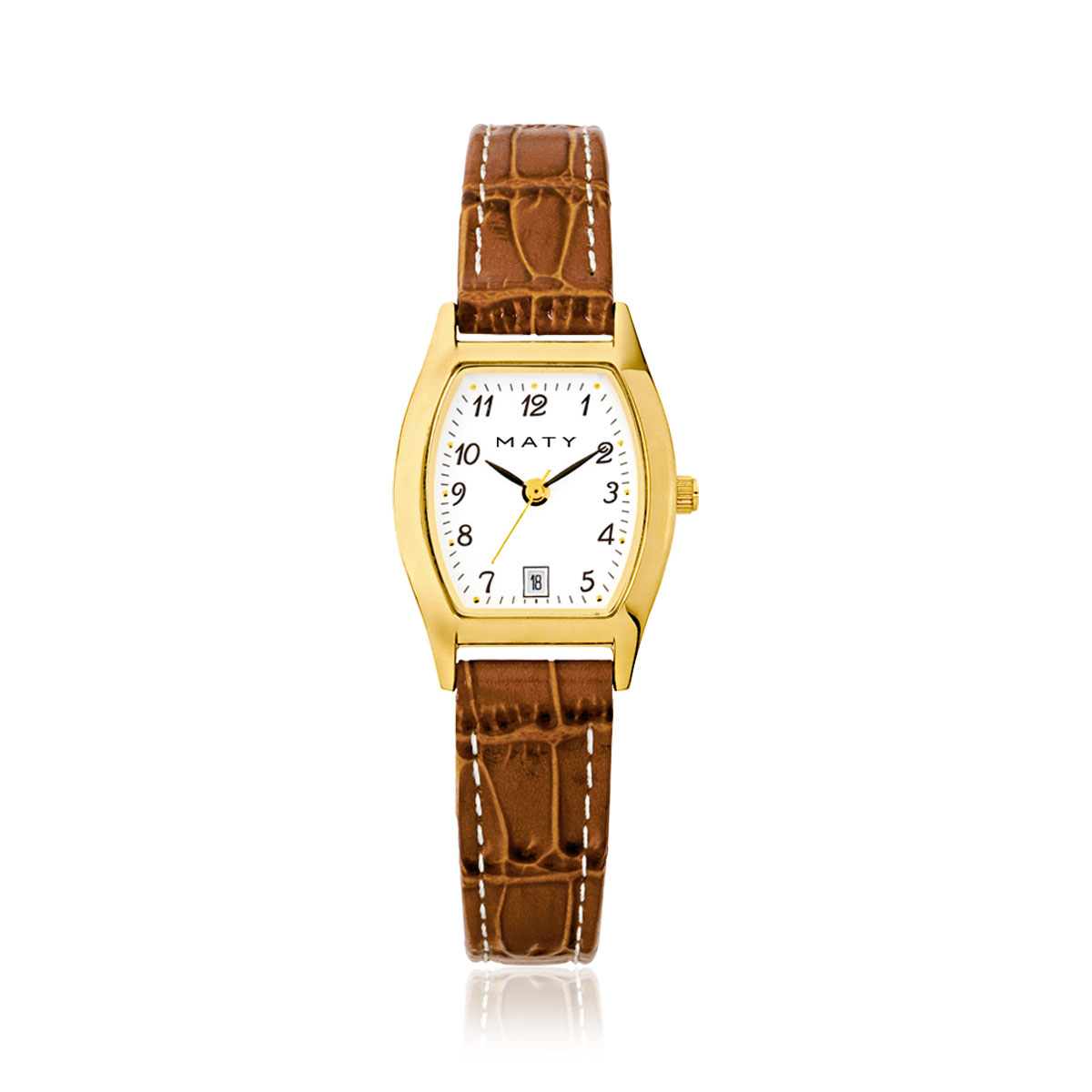 Montre femme acier doré bracelet cuir marron