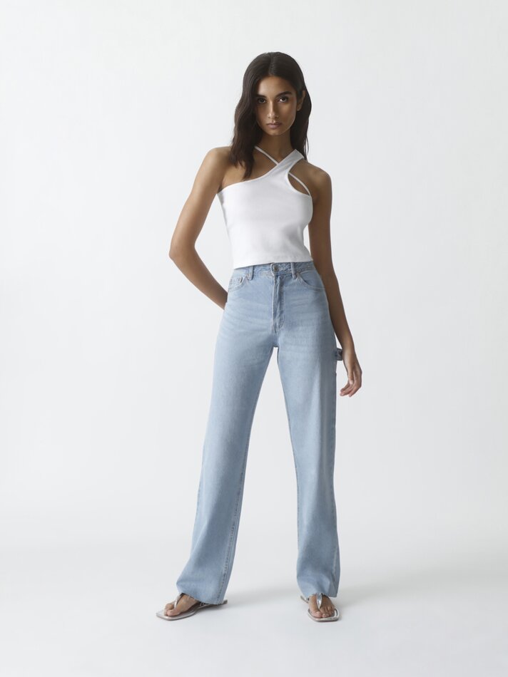Calça jeans de perna larga - Índigo