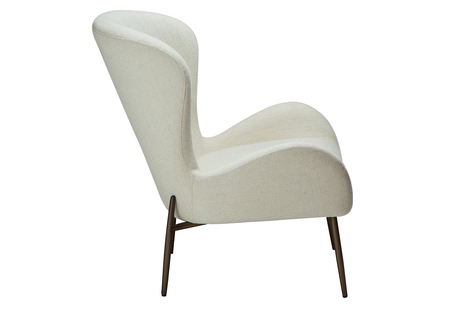 Glam hvilestol lav Tekstil Bouclé Bone White med antikk messing ben