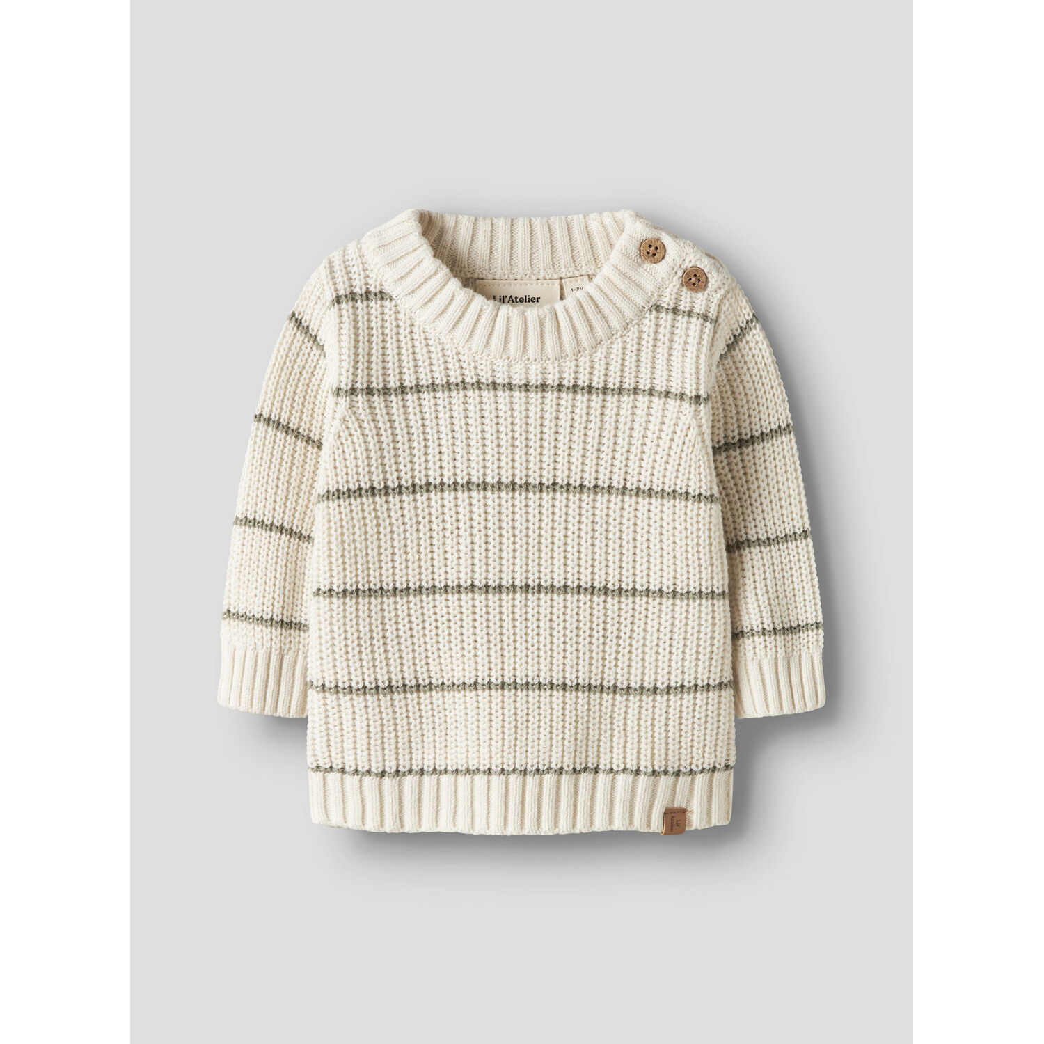 Lil ' Atelier | NBMEMLEN LS KNIT STRIPE LIL | Coconut Milk STRIPE