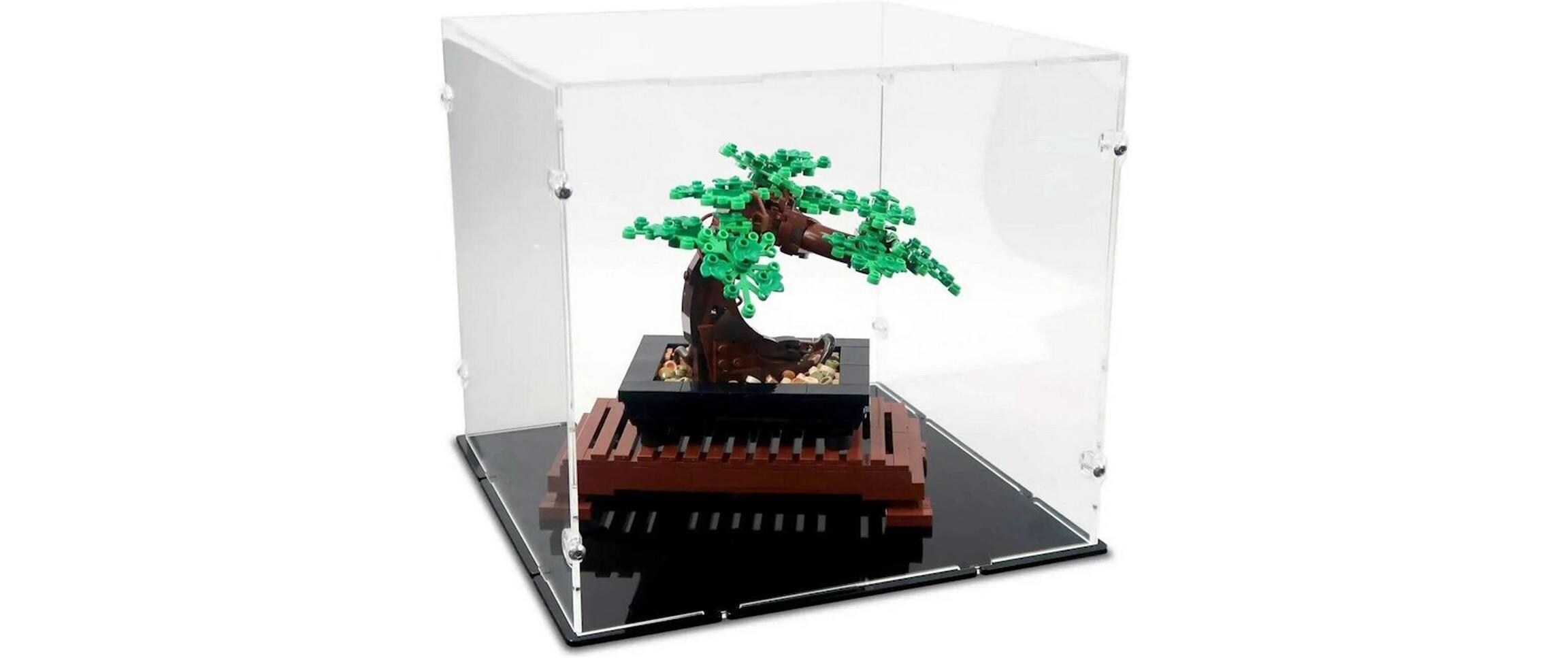 Baukasten Acryl-Display für LEGO 10281 Bonsai BaumAcryl-Display-Box mit schwarzem Boden und Noppen