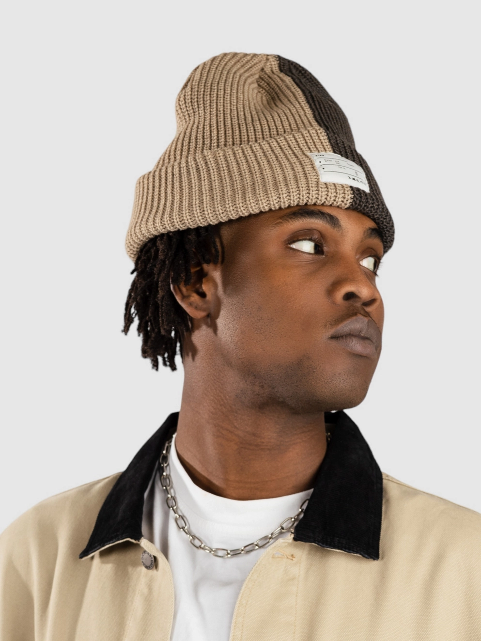 Interdimensional Travel Agency Fusion Beanie brown/black split