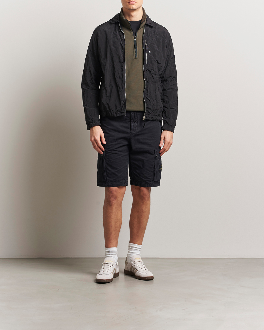 Stone Island Brushed Cotton Canvas Cargo Shorts Navy Blue