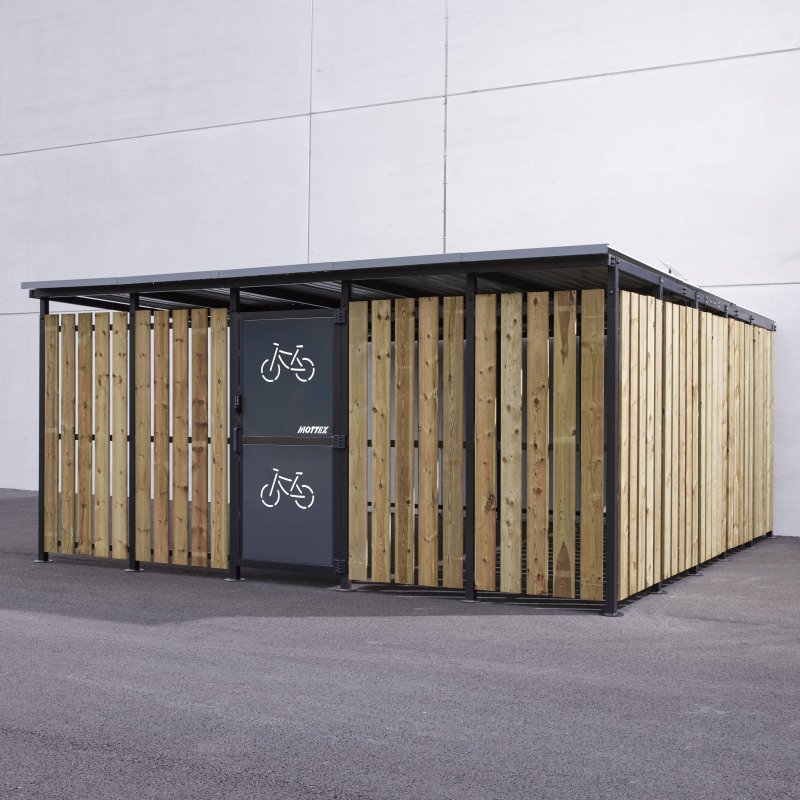 Abri vélo sécurisé Modèle 5x5m Décor Tôle et bois