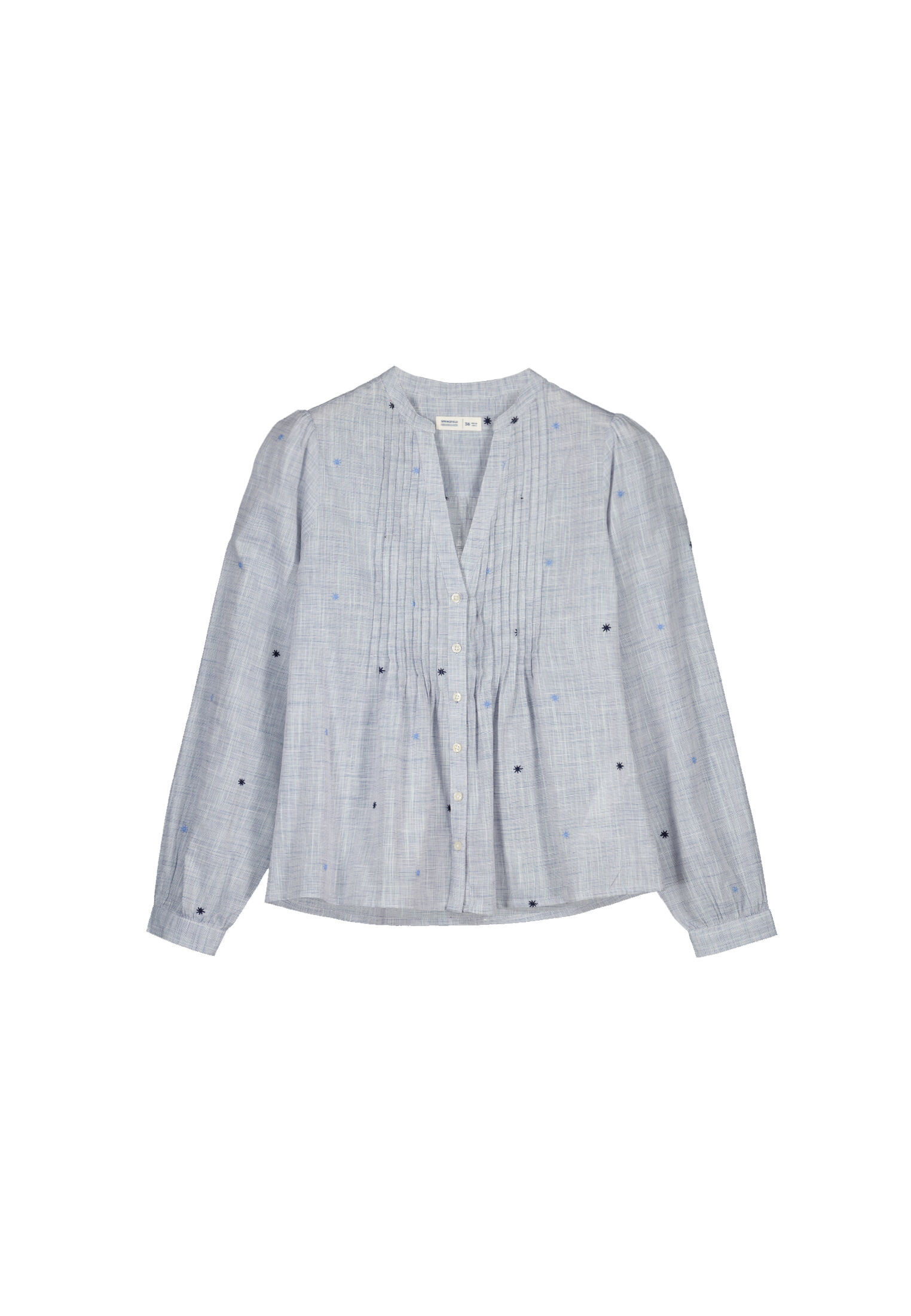 Blusa bordada com estrelas - Azul Médio