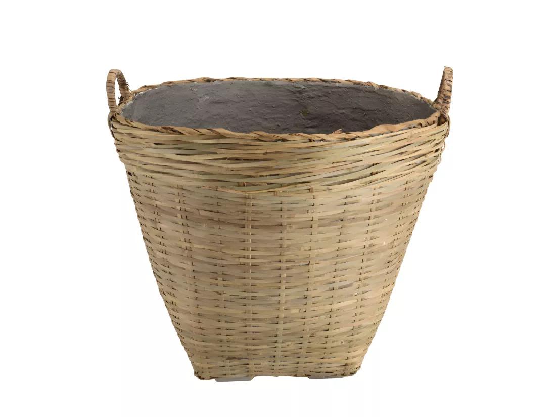 HANS - Pot de fleur rond 60x60cm en bambou naturel avec anses
