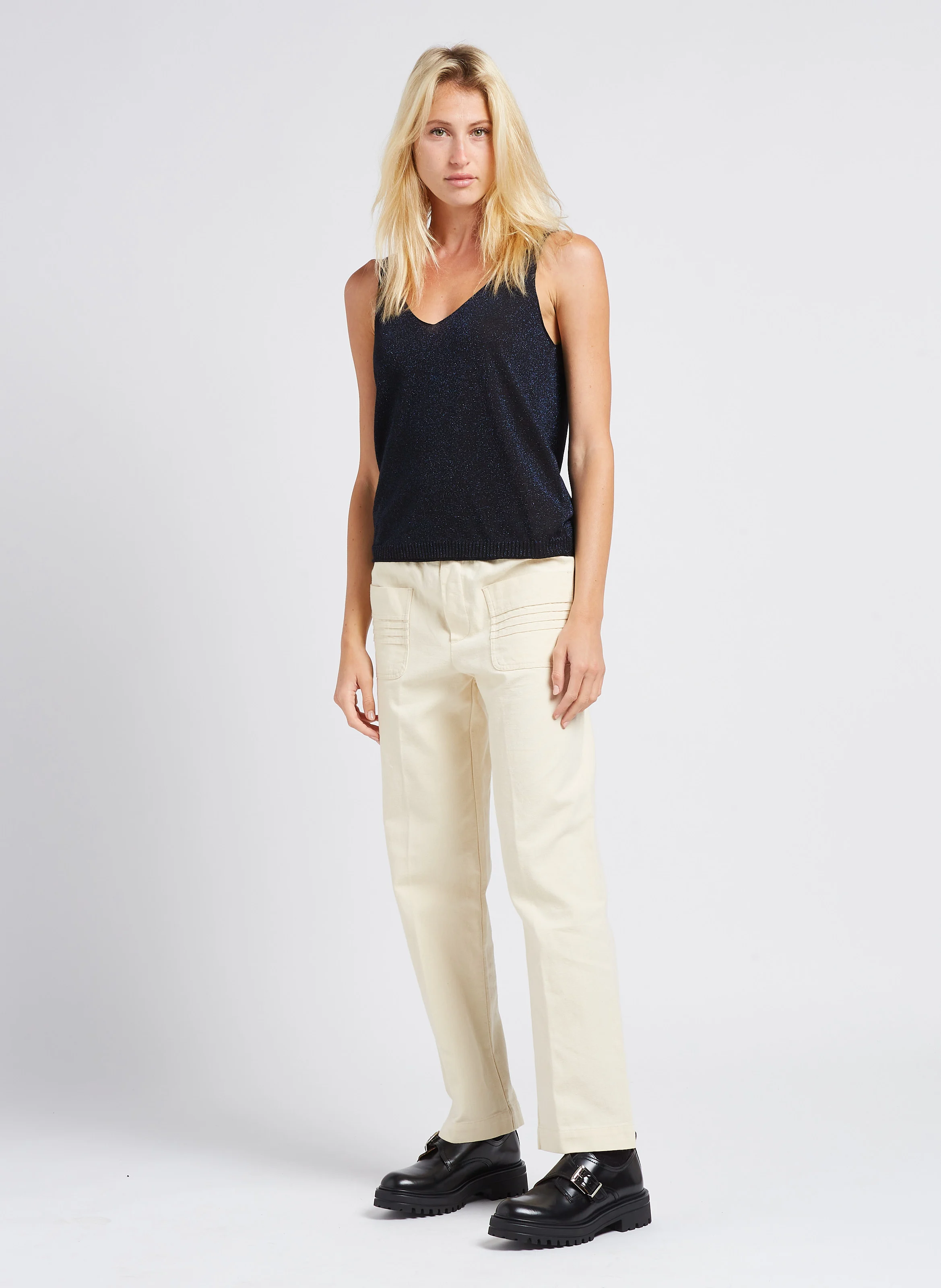 ERNEST - Pantalon droit en coton| Blanc