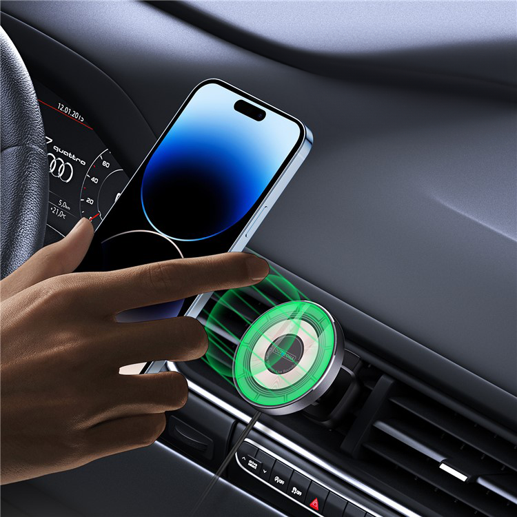 (15W) V2 MagSafe Auto KFZ Ladegerät für Apple iPhone   Air Frame Halterung - Schwarz