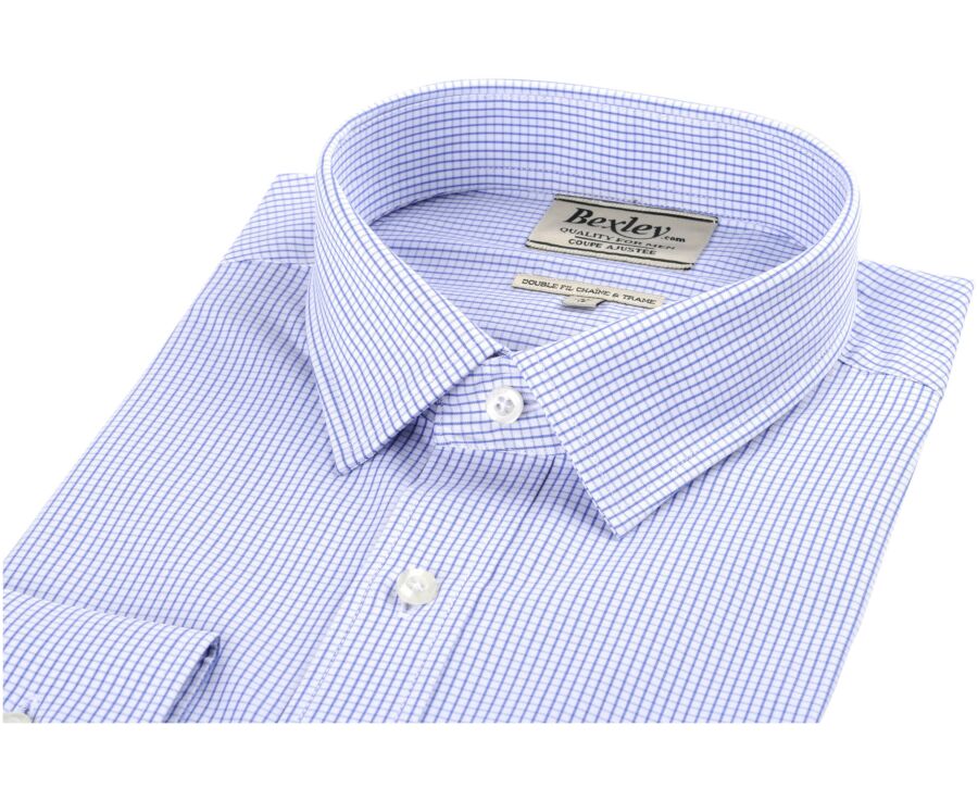 Chemise à carreaux fins blancs et bleus - MARTIN