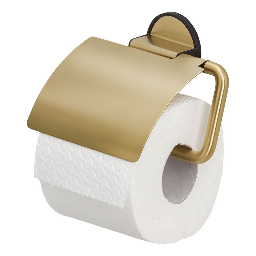 Tiger Tune Toiletrolhouder met klep Messing geborsteld / Zwart