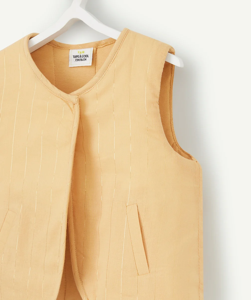 CARDIGAN BÉBÉ FILLE SANS MANCHES JAUNE REMBOURRÉ