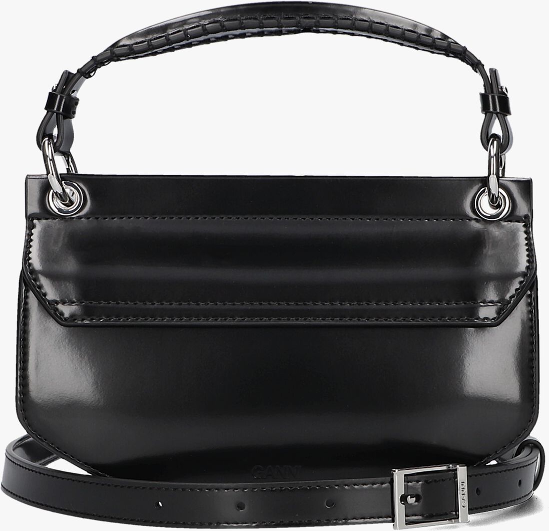 zwarte ganni handtas apo-g bag mini top handle box
