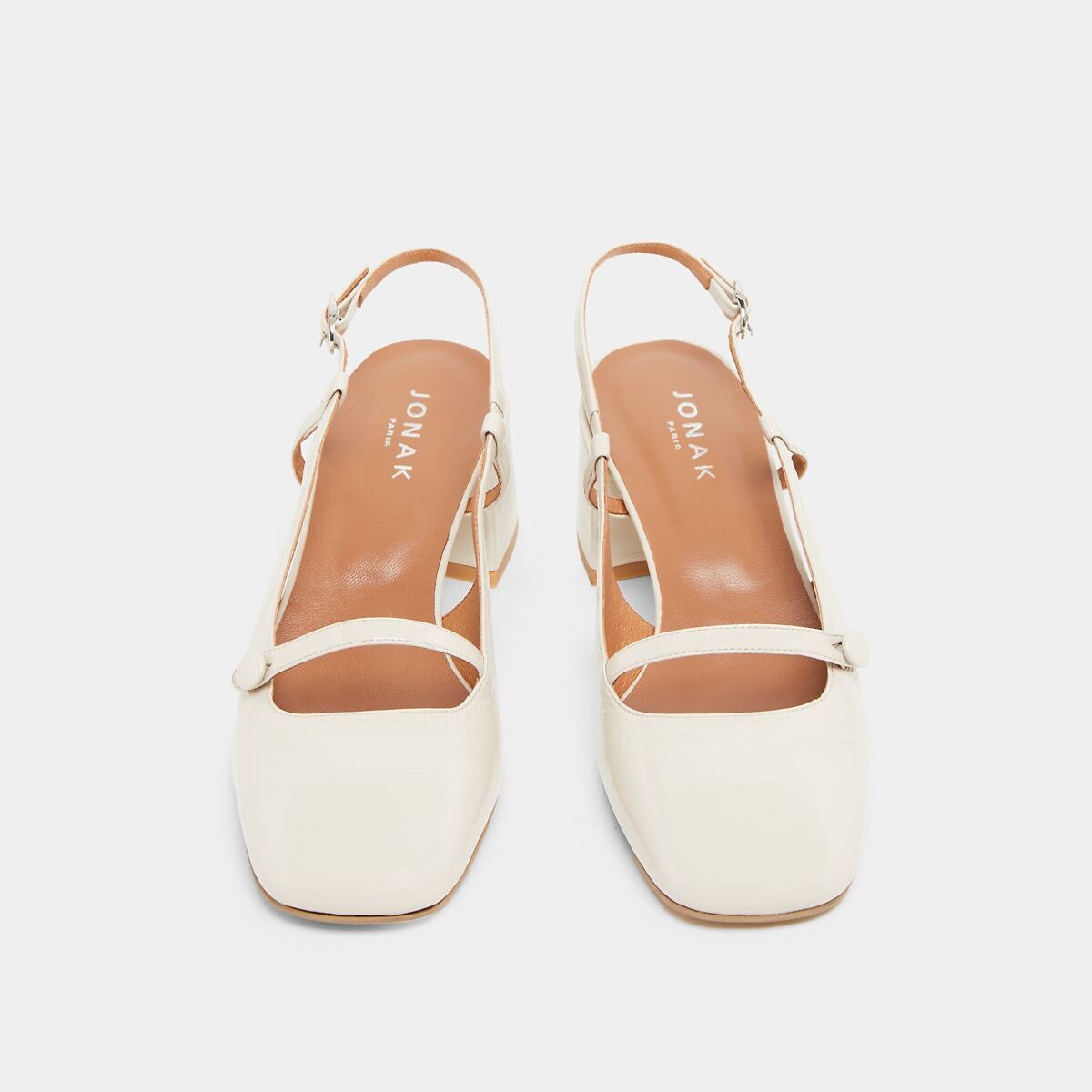 JONAK<br>Sapatos de couro com tira no calcanhar, modelo Dario, fabricados na Europa
