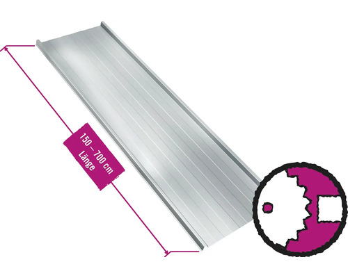 PRECIT trapeziumvormige dakbaan met anticondensvlies W33LV, verzinkt, vaste breedte 548 mm x dikte 0,5 mm (verkocht per meter van 150 tot max. 700 cm)