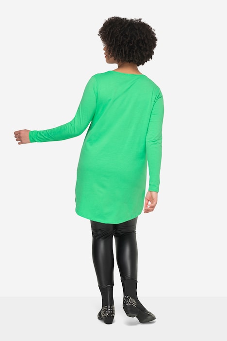 Longshirt, oversized, Smiley, V-Ausschnitt, Langarm