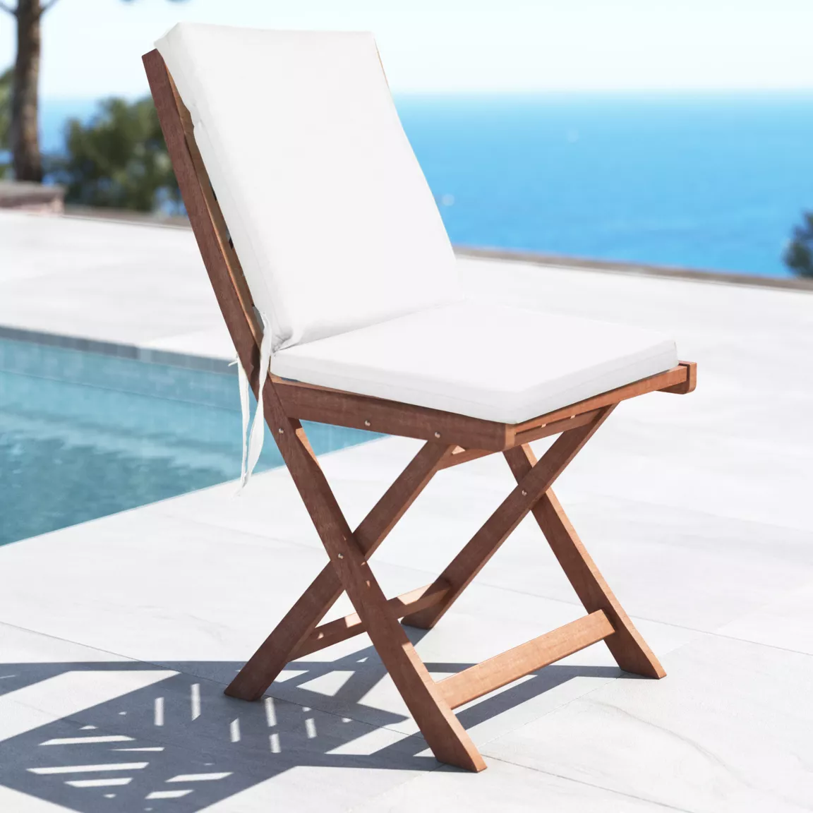 Galette de chaise extérieure avec dossier (90 x 40 cm) Mambo Ecru