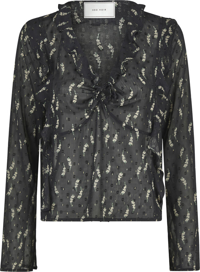 Neo Noir Carola Flower Branch Blouse Black