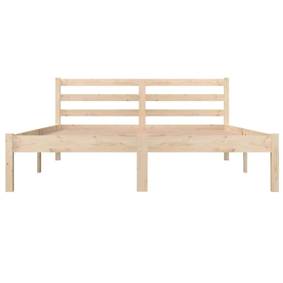 vidaXL - Bed frame met hoofdeinde - Naturel - Massief grenenhout - 140x190 cm