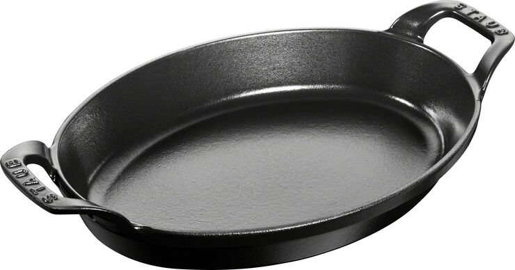 Staub Ovalt fad 28 cm sort støbejern Sort