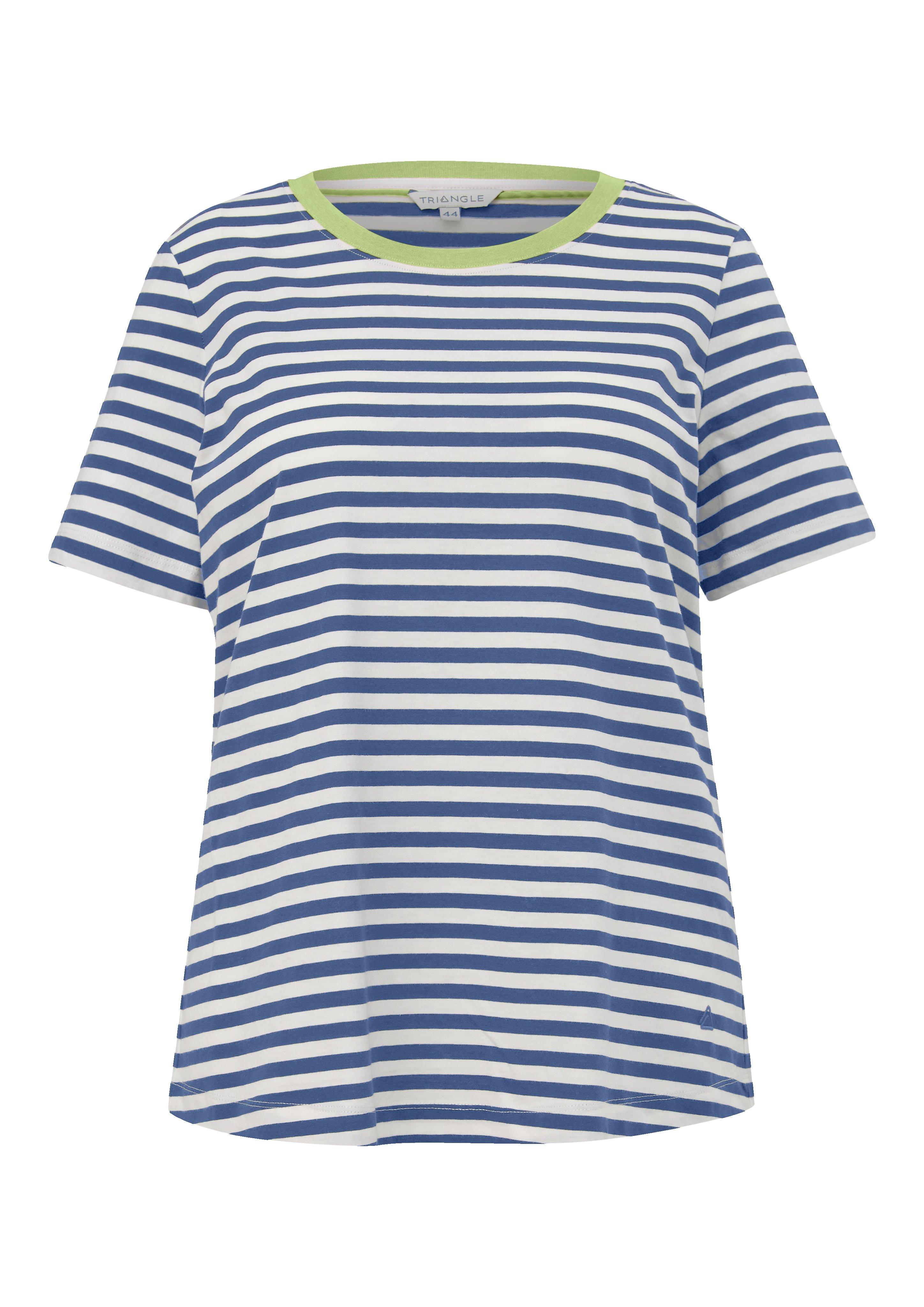 Ringelshirt mit Kontrast-Rundhals, aus Baumwolle