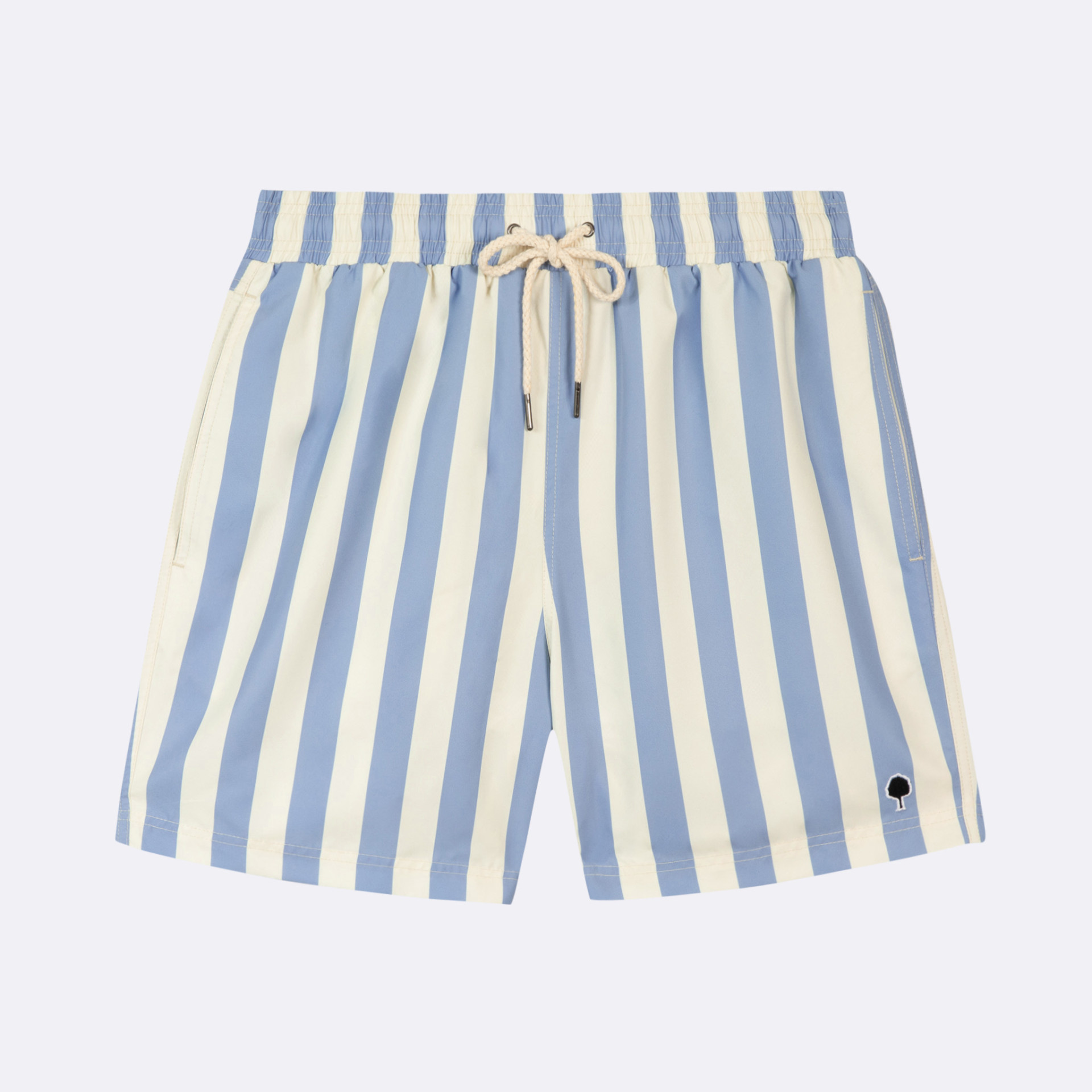 Maillot de bain rayé écru & bleu clair polyester recyclé - modèle mimizan