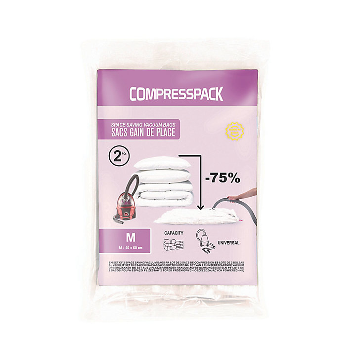 Lot de 2 sacs de rangement sous vide Compactor Compresspack L. 60 x l. 40 cm