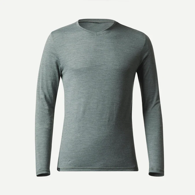 Decathlon Forclaz - Camisa de manga comprida Forclaz Travel masculina em lã merino 500