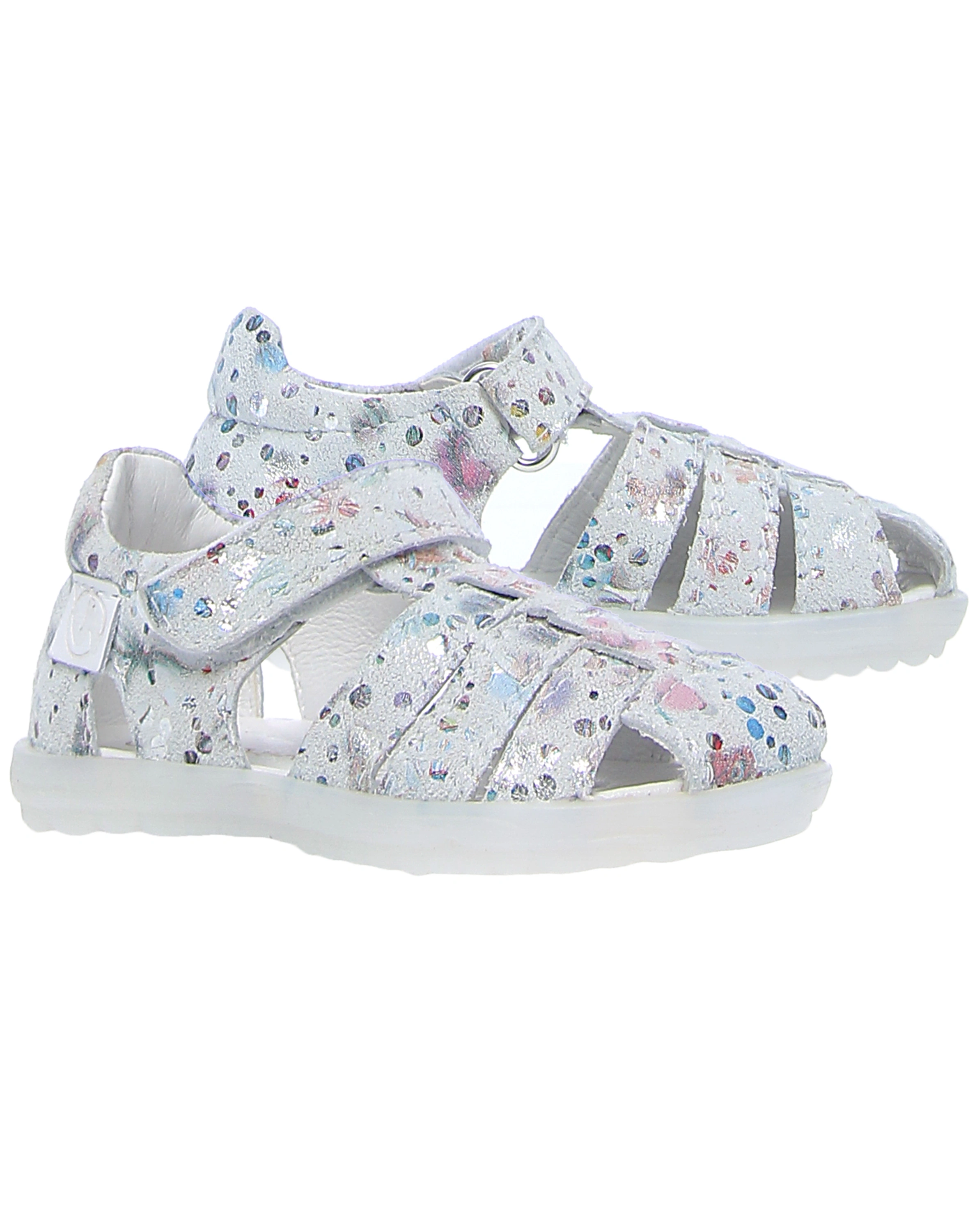 Leder-Sandalen FLOWERY mit Zehenschutz in weiß